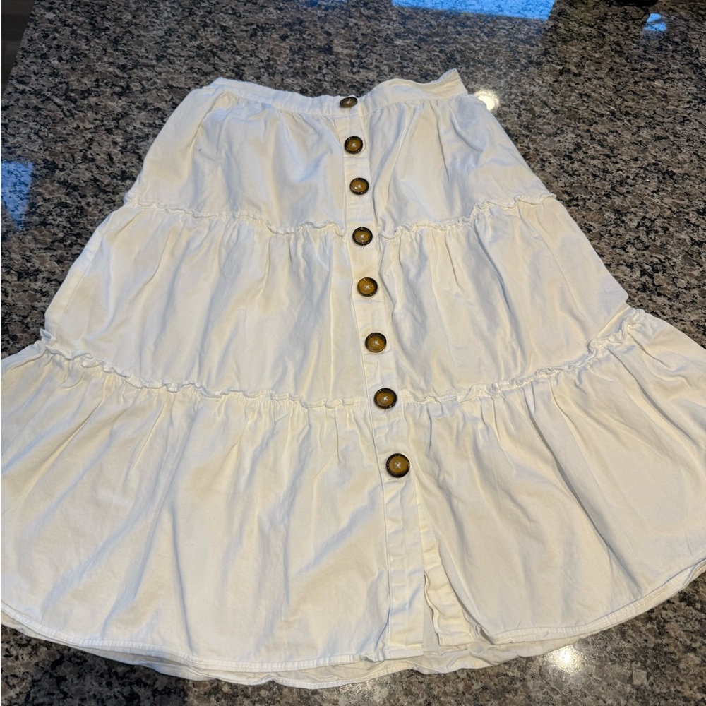 Live 4 Truth Cream Button-Down Tiered Skirt